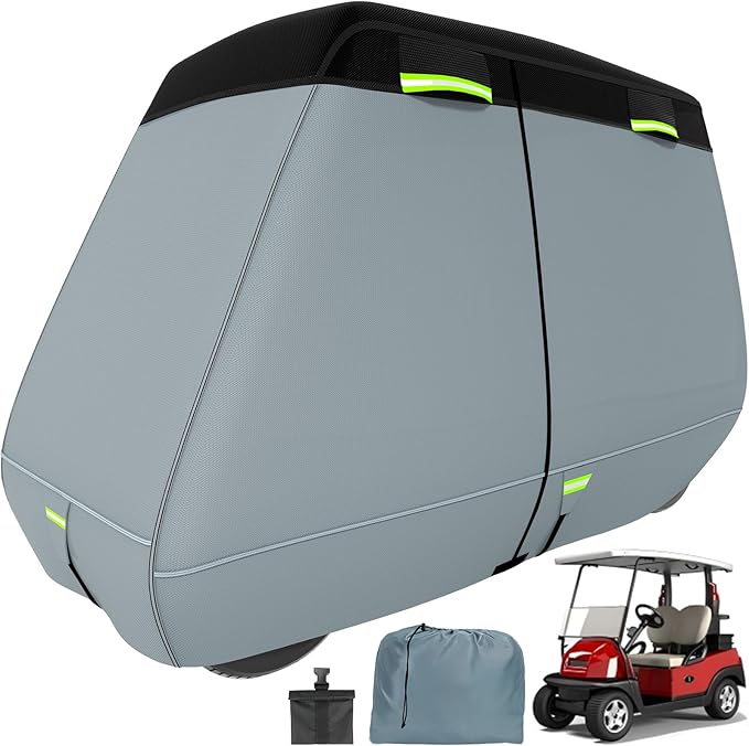 Ultra Thick 900D+600D Golf Cart Cover 2/4/6 Passenger 100% Waterproof Universal Fit for Yamaha, Club Car, EZGO with Large Storage & Toss Bag for All Weather Protection