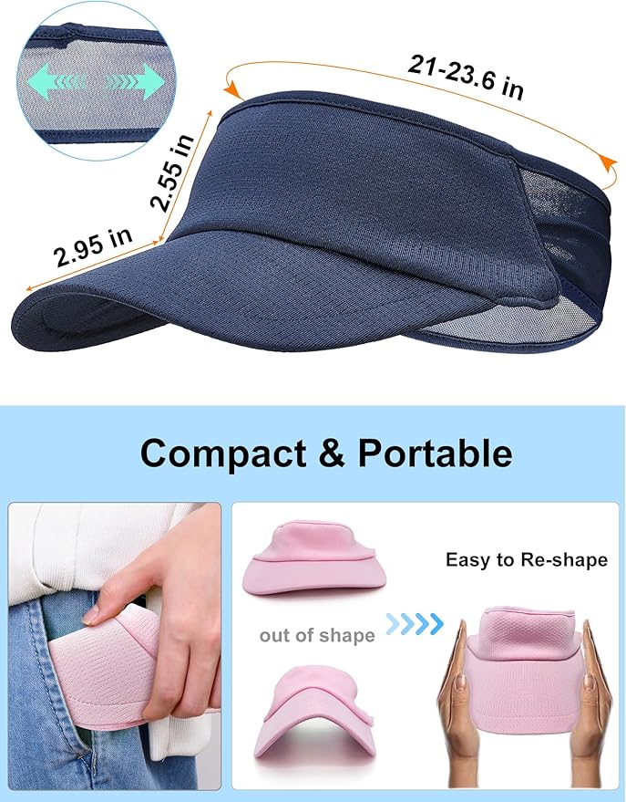 Sport Sun-Visor Hat Men Women Summer UV Protection, Lightweight Cooling Golf Running Tennis Sweat-Band Cap