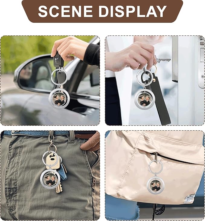 Custom Keychains with Picture Personalized Photo Logo Text Customized Key Chain for Boyfriend Dad Men Women Gifts