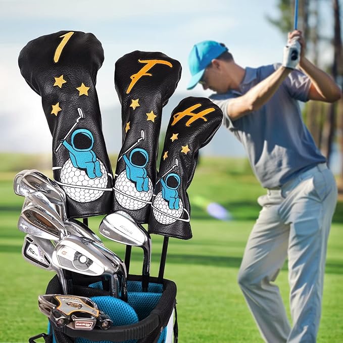 Astronaut Series Golf Headcovers, Synthetic Leather Golf Head Covers for Driver, Fairway Wood and Hybrid, Golf Putter Covers for Mallet and Blade