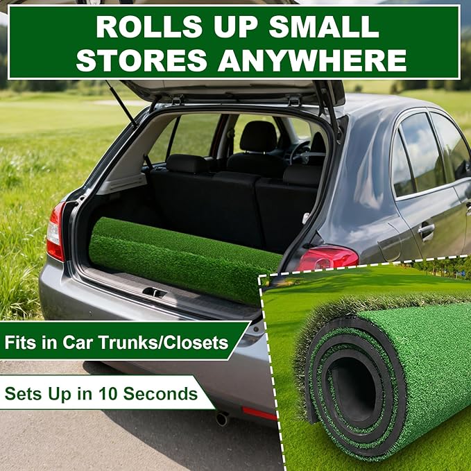 Dual-Turf Golf Trainining Mat, 5X4FT Thickened Indoor Golf Mat, 31/36mm Fairway & Rough Turf Chipping Swing for Backyard Garage,Outdoor (31/36mm Turf)