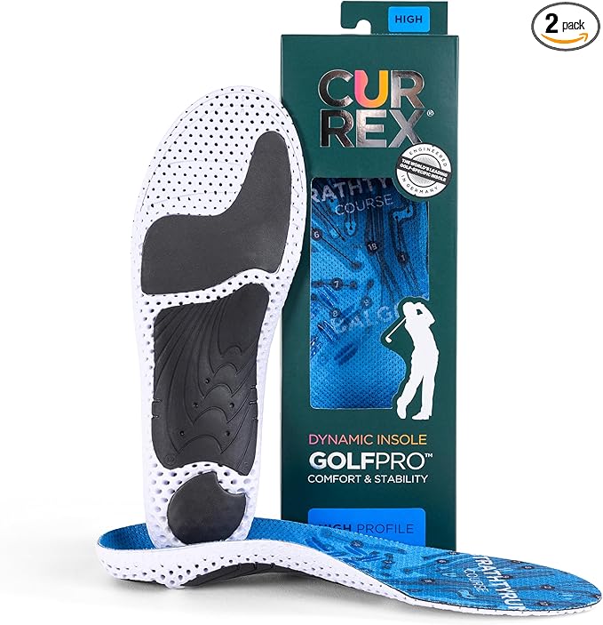 CURREX GolfPro Insoles for Golf Shoes – Arch Support Inserts to Improve Balance, Stability, Comfort & Performance, Help with Foot & Heel Pain Relief – for Men & Women – High Arch, Large