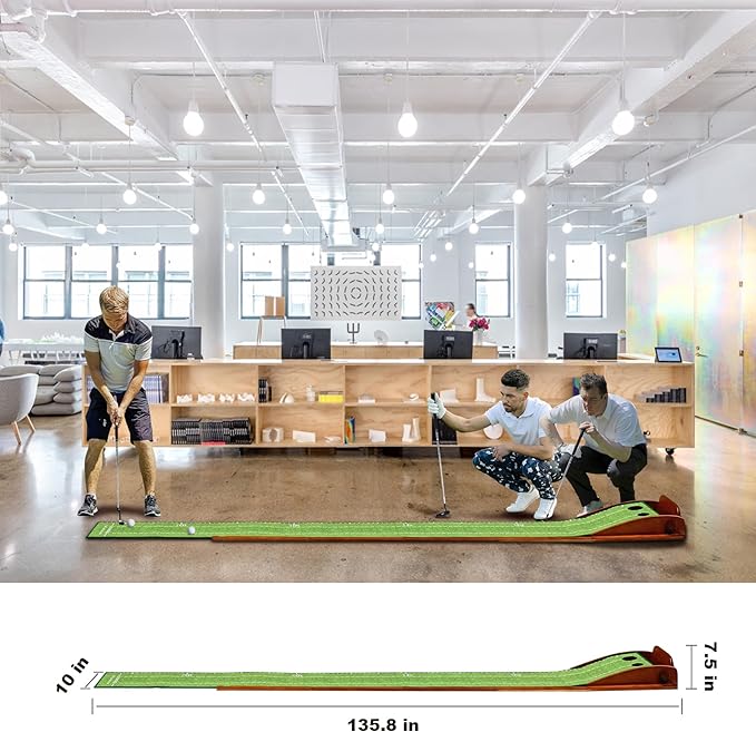 Loowoko Indoor Putting Green with Ball Return, Golf Practice Training Equipment Putting Mat for Home Office, 2025