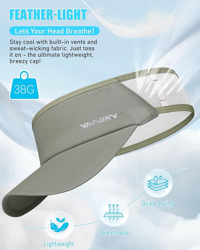 Sports Sun Visor Hats for Women Men Lightweight Breathable Cooling Stretchy Visors Foldable UPF 50+ for Running Tennis Golf