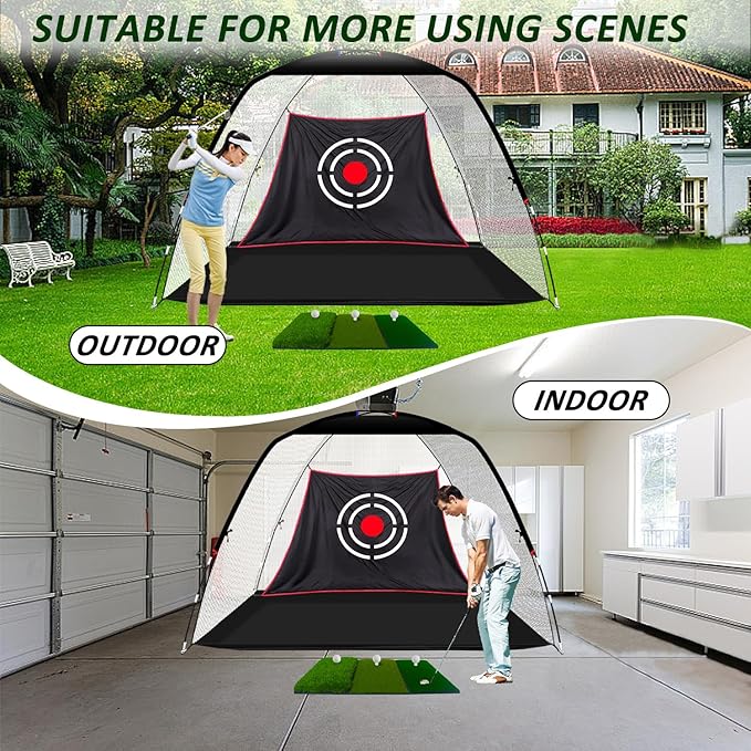 Gagalileo Golf Net: Backyard Practice Hitting Driving Training by Turf Mat Target Real Ball Indoor Outdoor Chipping Swing Gift for Golfers Dad Husband Men