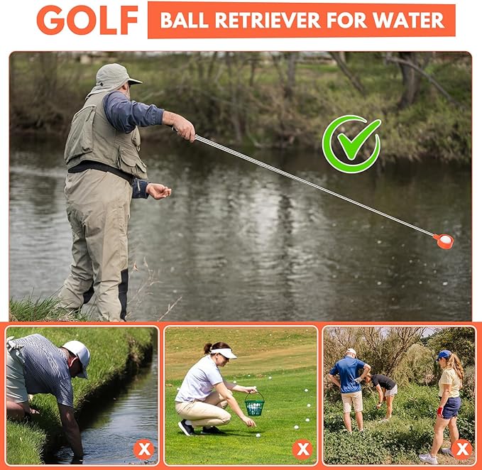 Golf Ball Retriever Telescopic 9/12FT Golf Ball Retriever for Water Aluminum Alloy Golf Ball Water Retrievers Golf Accessories Golf Gift for Men