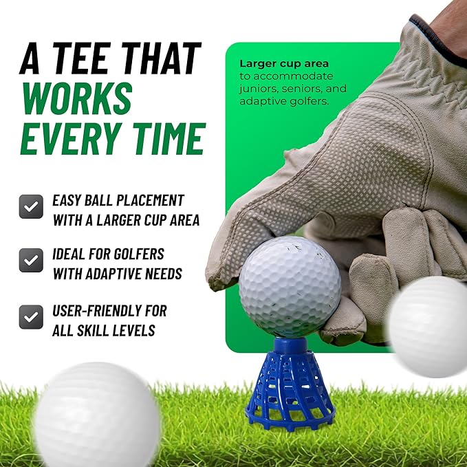 BirTee Golf Tees - PRO Speed Plus with Flexibility & Durability - 8 Pack. Indoor Golf Tees/Golf Simulator Tees/Winter Plastic Golf Tees