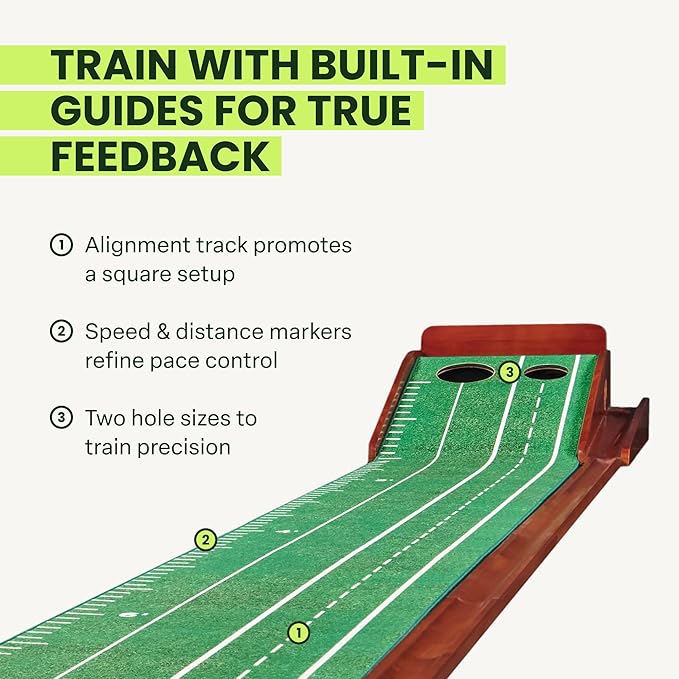 Perfect Practice Golf Putting Mat - Portable Putting Green, Indoor & Outdoor Practice, with Ball Return - Golf Training Aid for Home, Office, Backyard - Golfing Gifts for Men