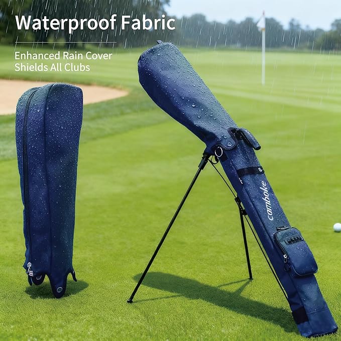 Lightweight Golf Stand Bag, Portable Golf Carry Bag with Stand, 2-Way Divider Practice Bag with Padded Strap, Compact Pencil Golf Bag for Driving Range, Par 3 & Short Rounds