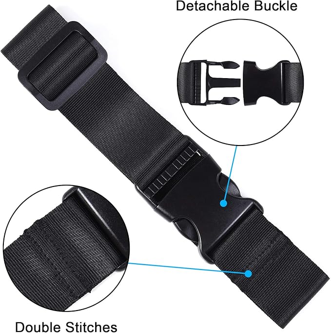 Wisdompro 2 Pcs Add a Bag Luggage Strap, Heavy Duty Adjustable Suitcase Belt Travel Attachment Travel Accessories for Connecting Your Luggage Together - Black, 31 Inch