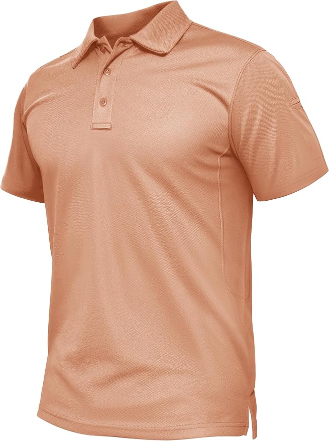 TACVASEN Mens Polo Shirt Short Sleeve Tactical Performance Collared Work Golf Shirts Dry Fit Pique Polos for Summer