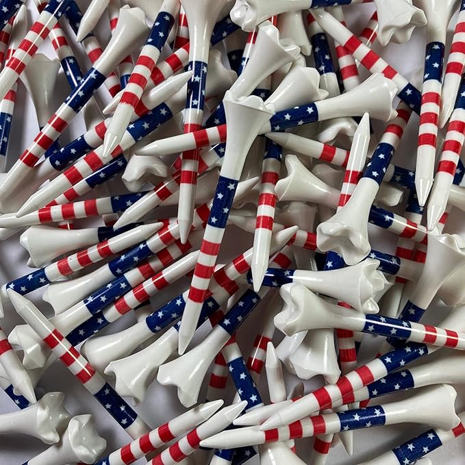Pride Golf Tee Performance Plastic Golf Tees - Stars and Stripes - 2-3/4" 100 Count - Designed for Less Friction and Longer Drives - Made in the USA