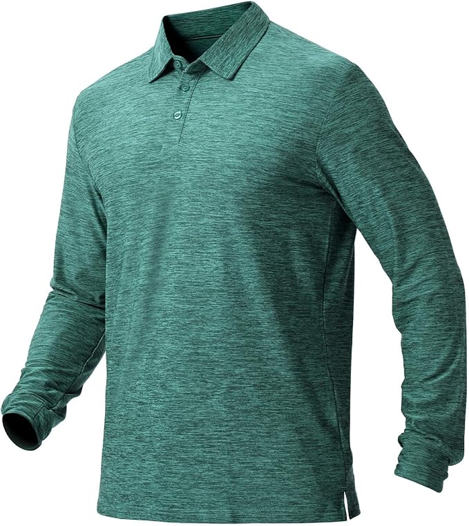 NAVISKIN Men's Polo Shirts Long Sleeve Golf Shirts with Collar UPF 50 SPF Shirt for Men Quick Dry Moisture Wicking