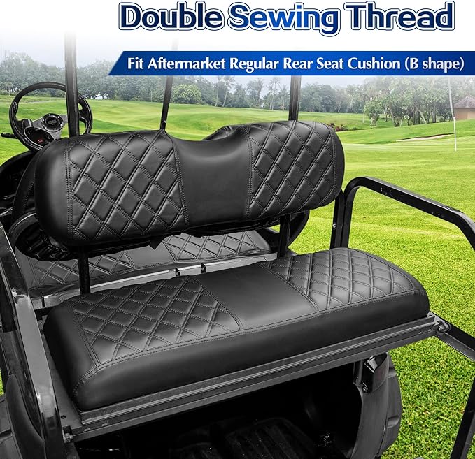 NOKINS 4PCS Golf Cart Diamond Seat Covers Kit,Front and Rear Seat Covers Fits for EZGO/Club Car/Yamaha Original Regular Seat Cushion, No Stapler
