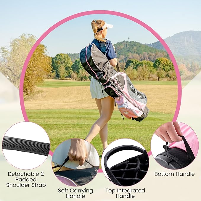 GYMAX Women Golf Clubs, 16PCS Right Handed Golf Set Includes Graphite 460CC Driver(1), Fairway (3), Hybrid (5) & Irons Size 5-SW, Putter & Stand Bag with Rain Hood, Complete Golf for Ladies