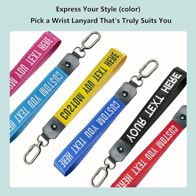 Graceful life Custom Keychain Embroidery with your any text, wrist lanyard keychain Personalized Number key wrist lanyard, Name Key Chain, Cute Keychains for Gift Private Reg Fob, Gift for Him Her