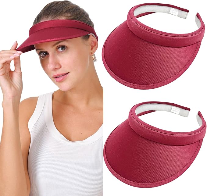 2 Pack Sun Visor Hats Women Men Clip On Wide Brim Visors Hat Outdoor Sports Golf Beach Travel Tennis Caps