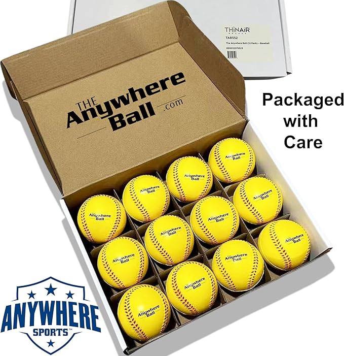 Thin Air Brands The Anywhere Ball Baseball/Softball Foam Training Ball (12 Pack)