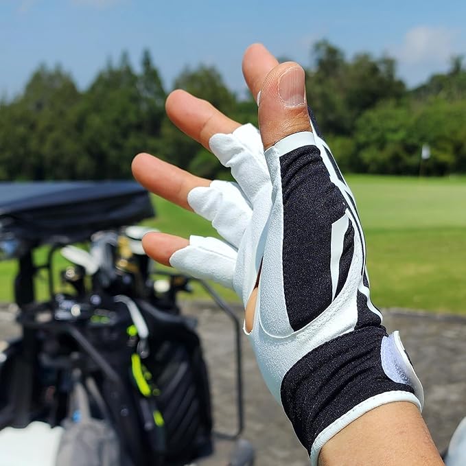 MONKEY GRIP Sun Protector Golf Glove Light Hand Premium Synthetic Half Finger UV-Cut Nonslip Power Grip No Twist