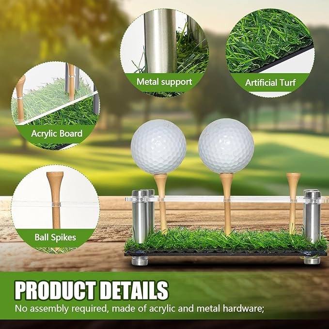 Menkxi Golf Ball Display Case Golf Ball Holder Stand Box with Black Base Acrylic Metal Turf Tee Memorabilia Show Decoration Office Gifts Decor(5.91 Inch)