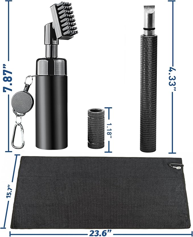 Golf Club Cleaner Brush, Golf Groove Sharpener Tool & Golf Towel, Golf Water Brush with Spray Bottle & Retractable Clip - Holds 5oz of Water, Essential Golf Accessories for Men for Golfer