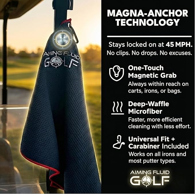 Magnetic 3-Stage Cleaning System Golf Towel - Microfiber Rag with Magnet for Golfcart Bags for Men and Women Golfers Accessories (Limited Edition Birdie Blue, 16" x 24" Stubby)
