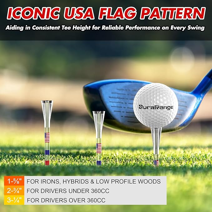Premium Golf Tees - 5-Prong & 4-Prong Anti-Slip, Enhanced Stability, Unbreakable Golf T 3-1/4" for 360cc Drivers, Ideal Gift for Golfer