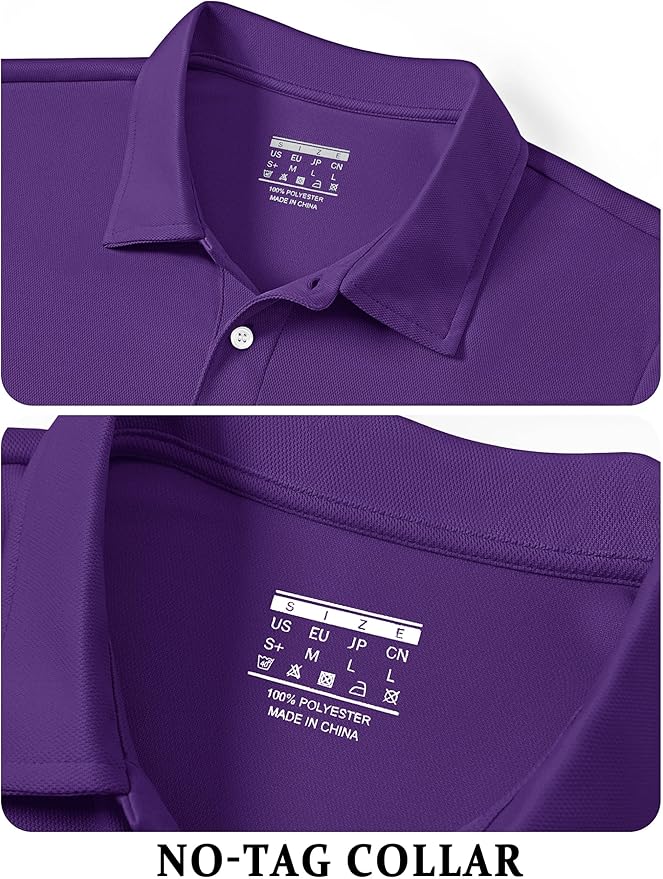 TACVASEN Mens Golf Shirt Dry Fit Mens Polo Shirts Short Sleeve Performance Golf Polos for Men with Collar Work Shirts