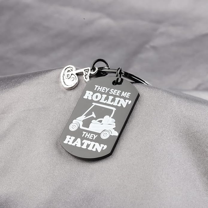 TIIMG They See Me Rollin They Hatin Keychain For Golf Lover Golf Cart Gift Golfer
