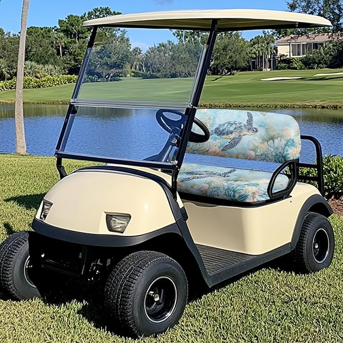 Golf Cart Seat Covers, Universal Fit & Nonskid Bottom Fits for Club Car 2 Person Seats Golf Carts
