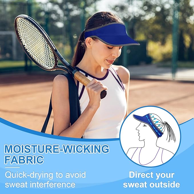 Sports Sun Visor for Men Women, Lightweight Soft Quick-Dry Visor Hat, Packable Tennis Golf Running Visor
