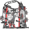 Smith Machine，Multi-Function Squat Rack Power Cage with Cable Crossover System,with Optional Weight Bench, Olympic Barbell Weight Set, for Home Gym