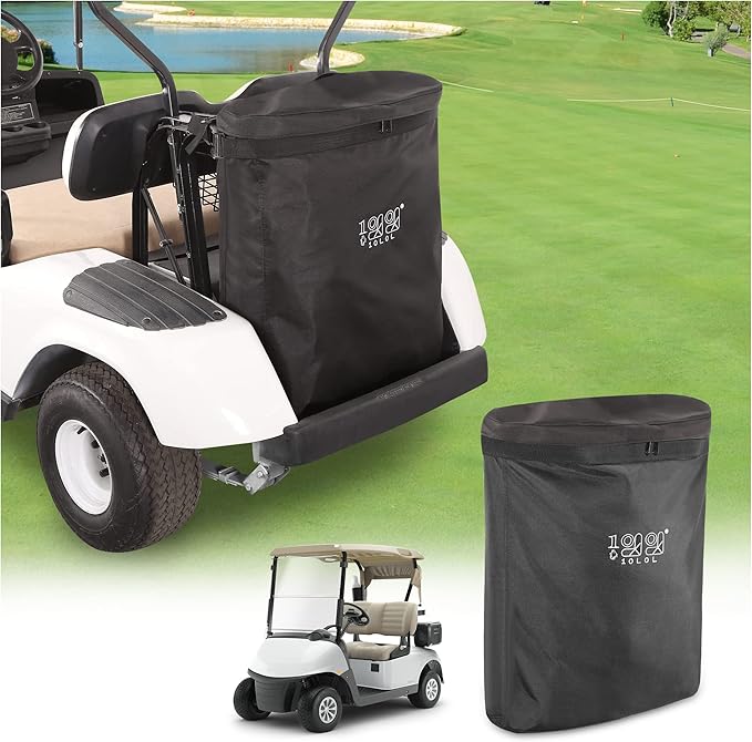 10L0L Golf Cart Cargo Bag, 2-Passenger Storage for Yamaha, EZGO TXT/RXV, Club Car DS/Precedent, No Drilling Required, 800D PVC Waterproof Rear Bench Bag Box