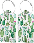 Cactus 2 Pcs Luggage Tags, Privacy Cover Id Label with Stainless Steel Loop and Address Card for Suitcases & Travel Bags