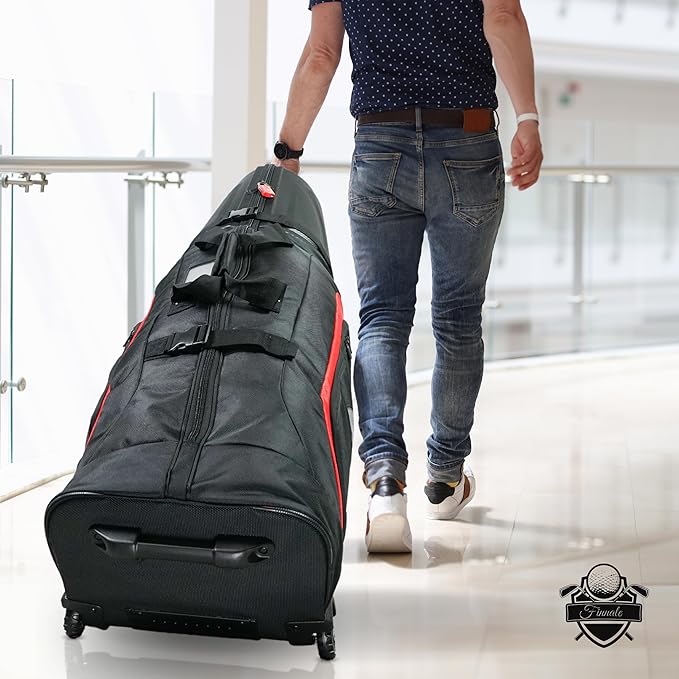 Golf Travel Bags for Airlines with Wheels, Hard Case Top, 1680D Ballistic Nylon, and Tank Wheels - TSA Lock and Dust Bag Included - Light & Easy to Maneuver Waterproof Golf Club Protection
