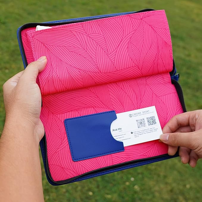 2thpart Golf Gloves Holder Case, Zipper Premium Glove Caddie, Organizer for Golf Gloves Synthetic Leather Blue