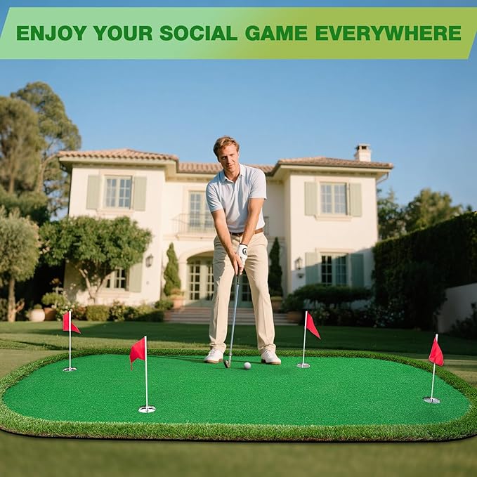 Wekin Golf Putting Green Training Mat,5x10ft Heavy Duty Artificial Turf Putting Green Mat for Indoor and Outdoor Party Game and Leisure Time