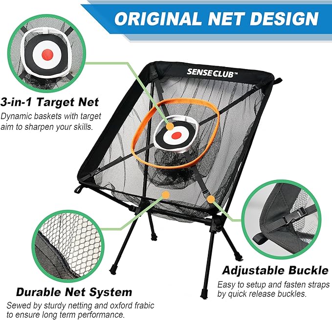 Foldable Chipping Net with Mat & Balls, Heavy-Duty Practice Golf Net Chipping Target, Backyard Golf Game & Gifts