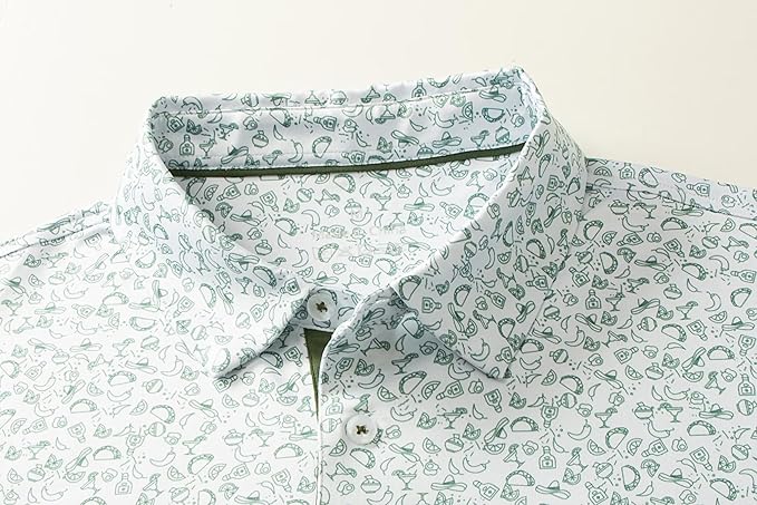 Mens Golf Shirts Quick Dry Moisture Wicking Casual Short Sleeve Performance Athletic Print Collared Stylish Men Polo Shirt