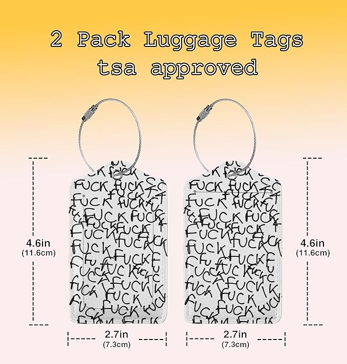 TSA Approved Luggage Tags for Suitcases FUC k it 2 Pack Funny Leather Carnival Cruise Airport Cute Travel Name Tags Golf Bag tag Ships Essentials Privacy Cover ID Label for Women Men