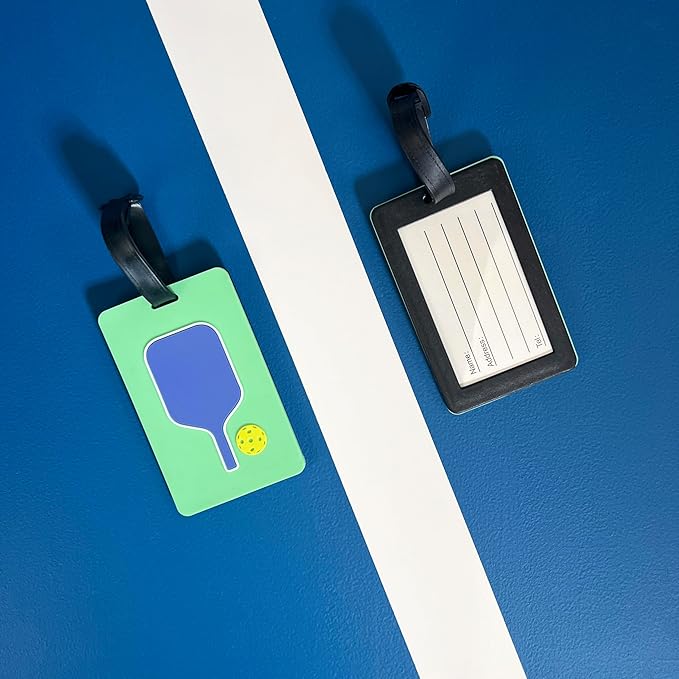 Pickleball Bag Tag – Pickleball Paddle Shape, Flexible & Waterproof Silicone Luggage Tag, Secure Strap for Bag Identification, Great Pickleball Gift for Players & Enthusiasts
