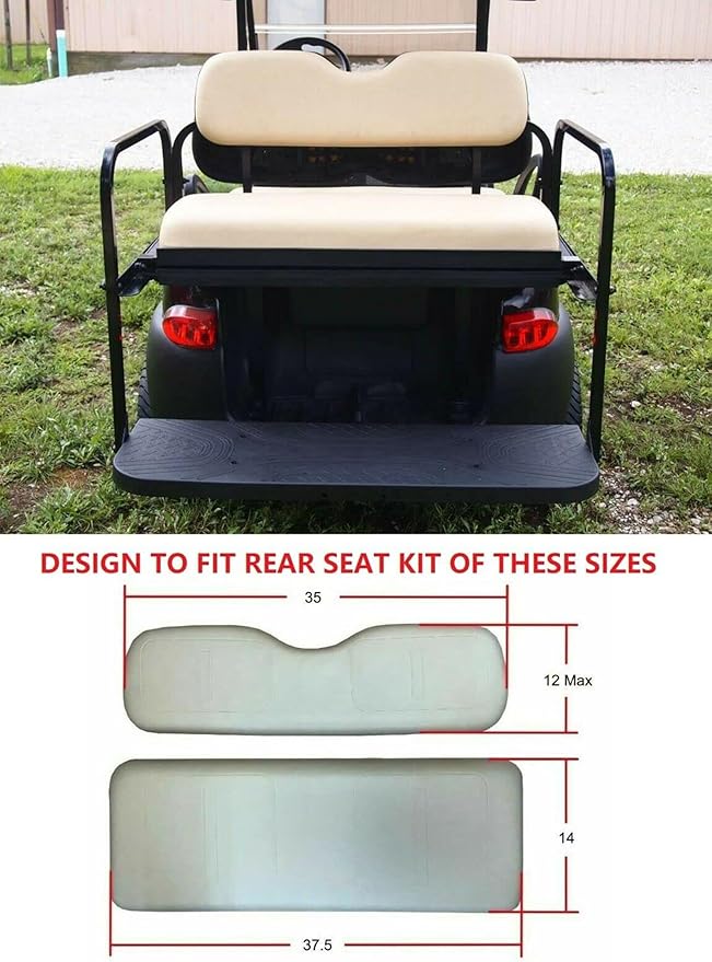 Huskey 4PCS Golf Cart Front Seat Covers for EZGO Medalist/TXT 94-13 Custom Two-Tone Black Diamond Stitching with Black Piping, Marine Grade Vinyl Material, Staple on Design