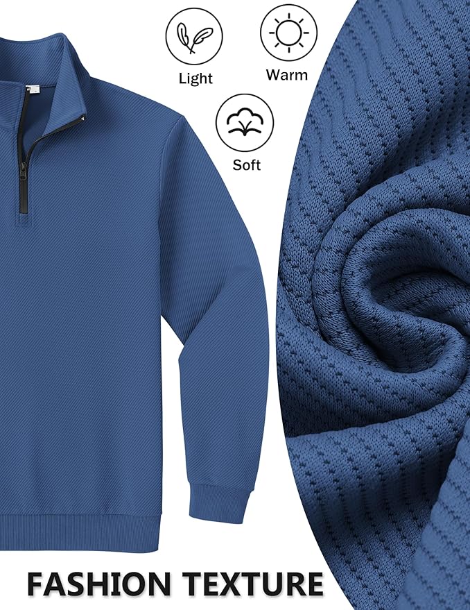 COOFANDY Mens Quarter Zip Pullover Sweatshirts Lightweight Long Sleeve Mock Neck Sweater Polo