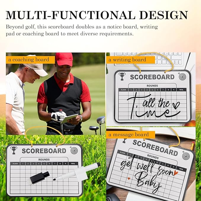 Golf Scoreboard, Erasable Golf Scorecard with Pen, Plastic Whiteboard Score Card Holder Accessories for Golfer