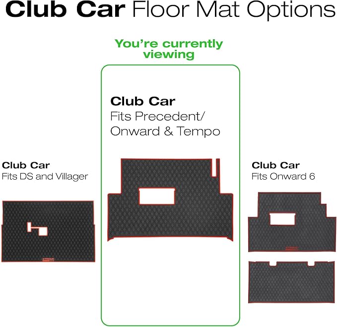 Xtreme Mats Club Car Compatible Golf Cart Mat, Full Coverage Rubber Floor Liner - Fits Club Car Models Precedent (2004-2024+)/Onward & Tempo (2017-2024+)/Villager & V4L (2019-2024+) - All Black
