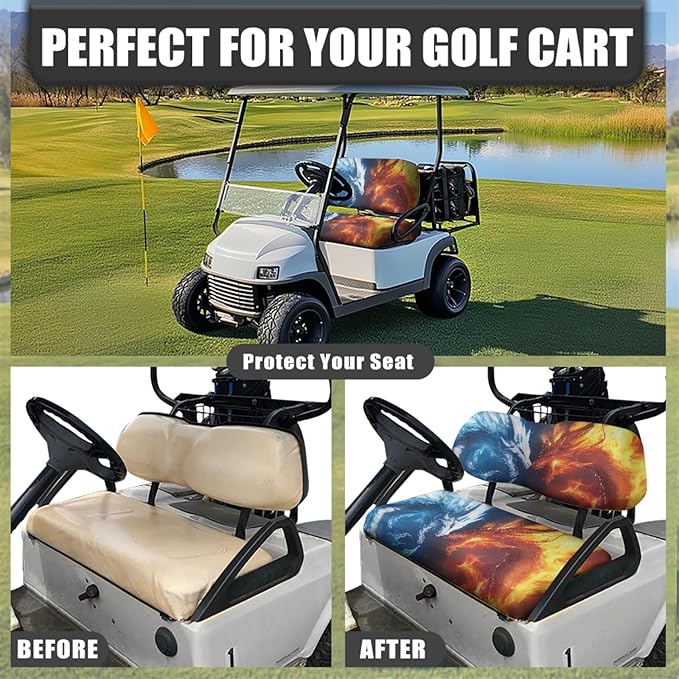 Fashion Print Golf Cart Seat Covers 2 Passenger Golf Cart Backrest Cover Golf Cart Seat Towel Gift for Friends
