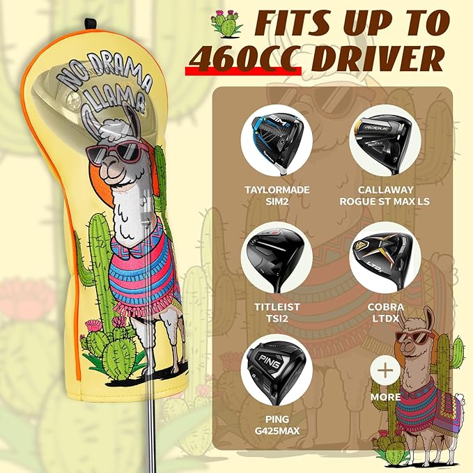 Funny Golf Club Head Cover Driver Headcover Fairway Wood Headcover Hybrid Club Head Cover Alpaca