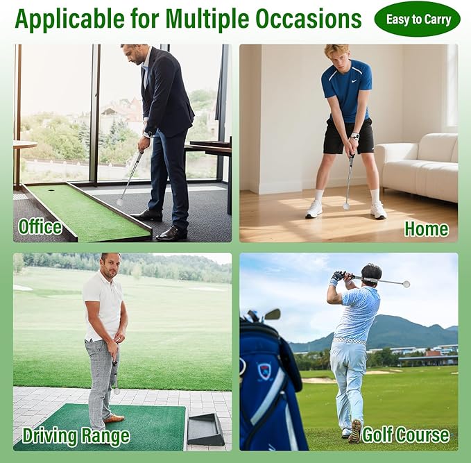 Retractable Golf Swing Training Aid, Golf Grip Trainer - Flexible Telescopic Practice Stick with Click Feedback for Right Handers, Indoor/Outdoor Use - Improves Tempo, Chipping & Warm-Ups