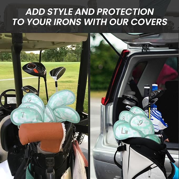 Golf Club Covers Iron Value 12 Pack Stylish Synthetic Leather Headcover, Embroidery Numbers Head Covers Universal Protector Fit Main Iron Wedge Clubs, Accessories Travel for Men Women