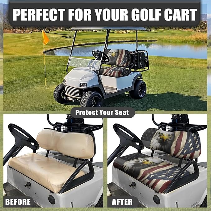 Fashion Print Golf Cart Seat Covers 2 Passenger Golf Cart Backrest Cover Golf Cart Seat Towel Gift for Friends